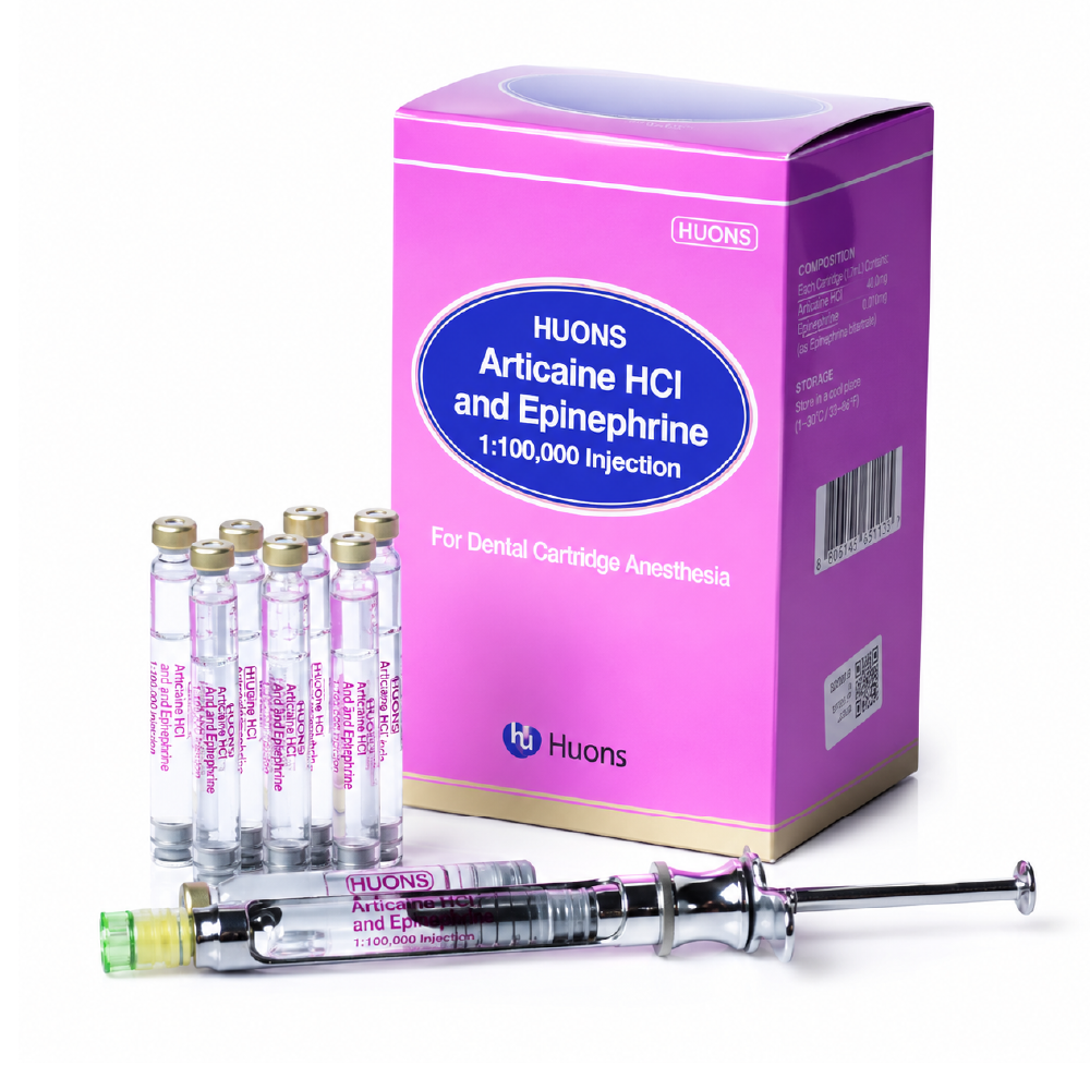 Huons Articaine dental anesthetic, 50 cartridges